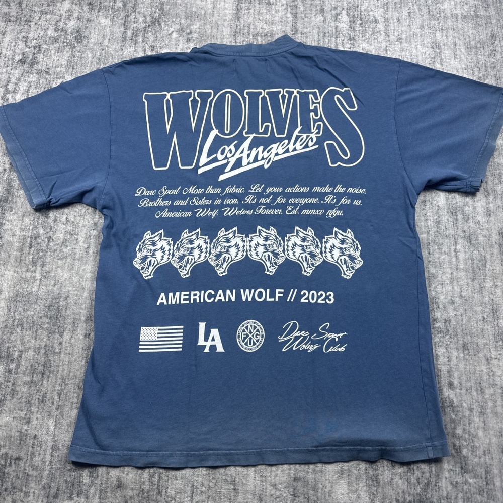 Darc Sport LA Wolves Men's Graphic T-shirt size XL Blue Tee American Wolf